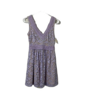 B Darlin Lavender Nude Lace Dress V-Neck